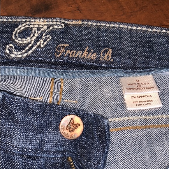Frankie B 0 Blue Denim Jeans Straight Leg Pants Low Rise - Picture 4 of 8